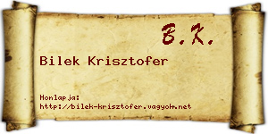 Bilek Krisztofer névjegykártya